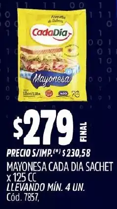 Supermercados Yaguar Cada dia mayonesa sachet oferta