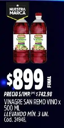 Supermercados Yaguar San remo vinagre vino oferta
