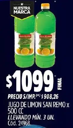 Supermercados Yaguar San remo jugo de limon oferta