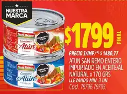 Supermercados Yaguar San remo atún entero importado en aceite/al natural oferta