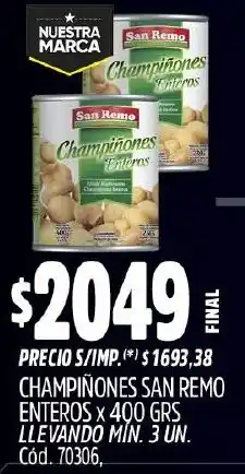 Supermercados Yaguar San remo champiñones enteros oferta