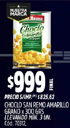 Supermercados Yaguar Choclo san remo amarillo grano oferta