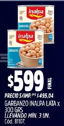 Supermercados Yaguar Inalpa garbanzo lata oferta