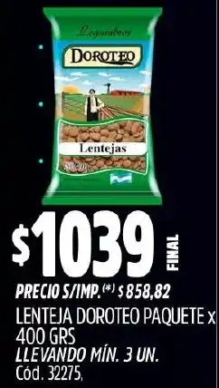 Supermercados Yaguar Doroteo lenteja paquete oferta