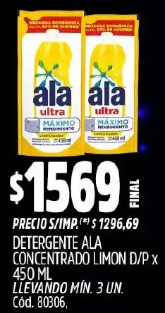 Supermercados Yaguar Ala detergente concentrado limon d/p oferta
