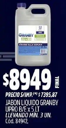 Supermercados Yaguar Granby jabon liquido upro b/e oferta