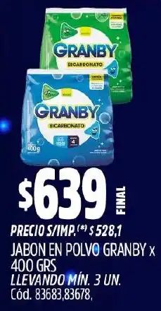 Supermercados Yaguar Granby jabon en polvo oferta