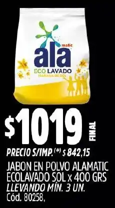 Supermercados Yaguar Ala jabon en polvo matic ecolavado sol oferta