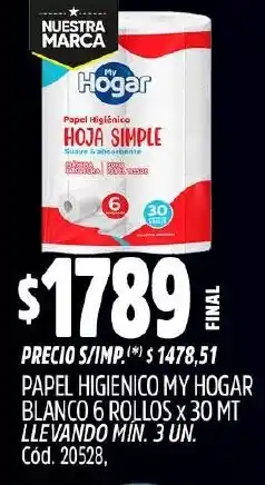 Supermercados Yaguar My hogar papel higienico blanco oferta