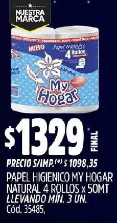 Supermercados Yaguar My hogar papel higienico natural oferta