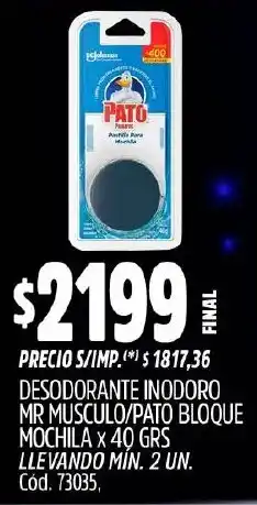 Supermercados Yaguar Mr musculo/pato bloque mochila oferta