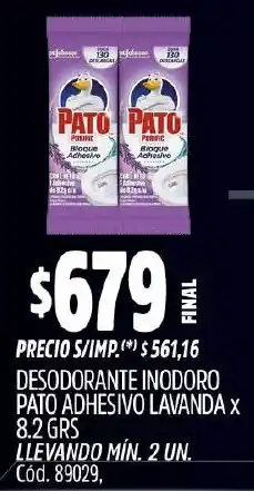 Supermercados Yaguar Pato desodorante inodoro adhesivo lavanda oferta