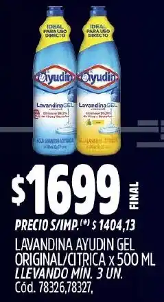 Supermercados Yaguar Ayudín lavandina gel original/citrica oferta