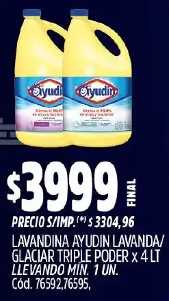 Supermercados Yaguar Ayudín lavandina lavanda/ glaciar triple poder oferta