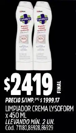 Supermercados Yaguar Lysoform limpiador crema oferta