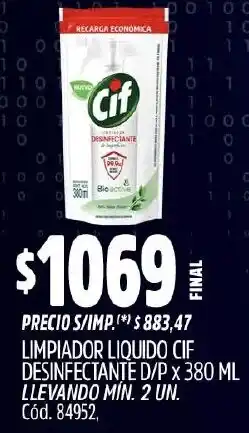 Supermercados Yaguar Cif limpiador liquido desinfectante d/p oferta