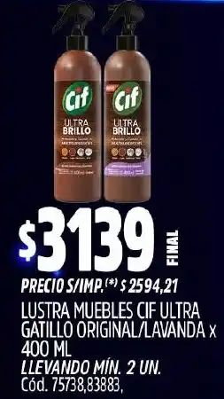 Supermercados Yaguar Cif lustra muebles ultra gatillo original/lavanda oferta
