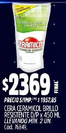 Supermercados Yaguar Ceramicol cera brillo resistente d/p oferta