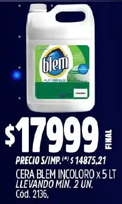 Supermercados Yaguar Blem cera incoloro oferta