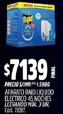 Supermercados Yaguar Raid aparato liquido electrico 45 noches oferta