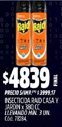 Supermercados Yaguar Raid insecticida casa y jardin oferta