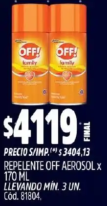 Supermercados Yaguar Off! repelente aerosol oferta