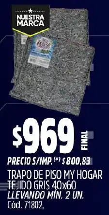 Supermercados Yaguar My hogar trapo de piso tejido gris oferta