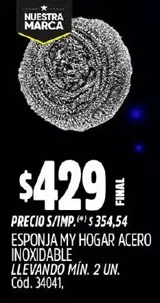 Supermercados Yaguar My hogar esponja acero inoxidable oferta