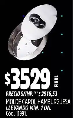 Supermercados Yaguar Molde carol hamburguesa oferta