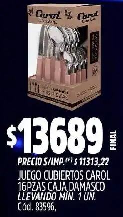 Supermercados Yaguar Juego cubiertos carol caja damasco oferta