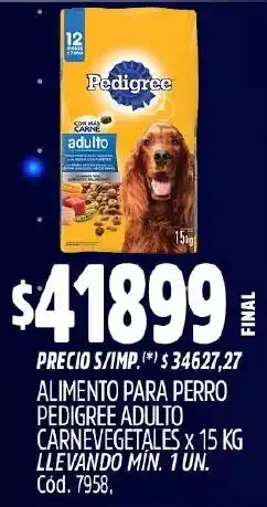 Supermercados Yaguar Pedigree alimento para perro adulto carnevegetales oferta