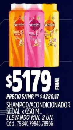 Supermercados Yaguar Sedal shampoo/acondicionador oferta