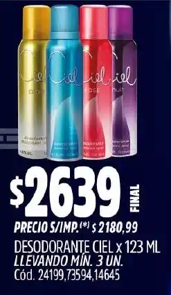 Supermercados Yaguar Ciel desodorante oferta
