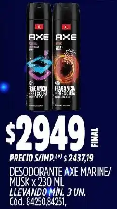 Supermercados Yaguar Axe desodorante marine/ musk oferta