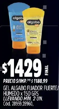 Supermercados Yaguar Algabo gel fijador fuerte/ humedo oferta