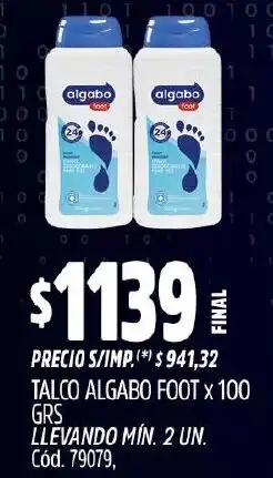 Supermercados Yaguar Algabo foot talco oferta