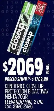 Supermercados Yaguar Dentifrico close up proteccion bioactiva/ menta oferta