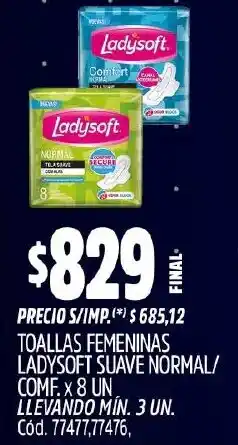 Supermercados Yaguar Ladysoft toallas femeninas suave normal/ comf. oferta