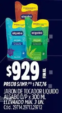 Supermercados Yaguar Algabo jabon de tocador liquido d/p oferta