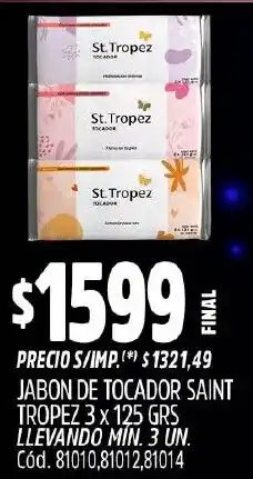 Supermercados Yaguar Saint tropez jabon de tocador oferta