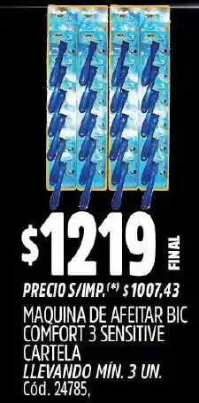 Supermercados Yaguar Bic maquina de afeitar comfort 3 sensitive cartela oferta