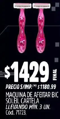 Supermercados Yaguar Bic maquina de afeitar soleil cartela oferta