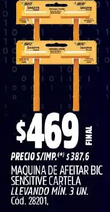 Supermercados Yaguar Bic maquina de afeitar sensitive cartela oferta
