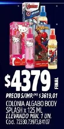 Supermercados Yaguar Algabo colonia body splash oferta