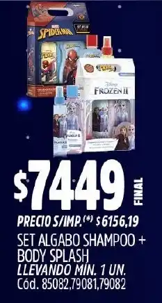 Supermercados Yaguar Set algabo shampoo + body splash oferta