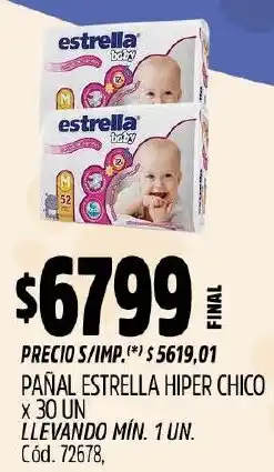 Supermercados Yaguar Estrella pañal hiper chico oferta