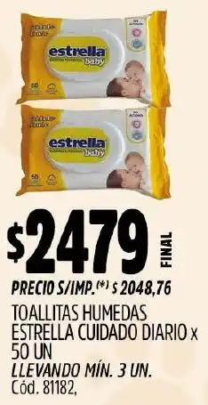 Supermercados Yaguar Estrella toallitas humedas cuidado diario oferta