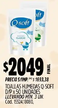 Supermercados Yaguar Q-soft toallas humedas d/p oferta