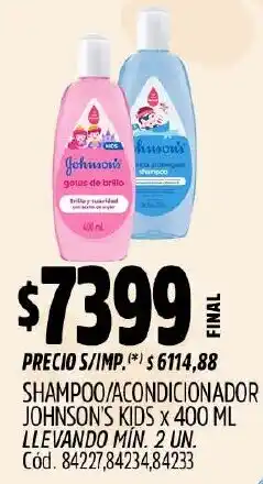 Supermercados Yaguar Johnson's kids shampoo/acondicionador oferta