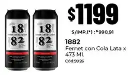 Diarco 1882 fernet con cola lata oferta